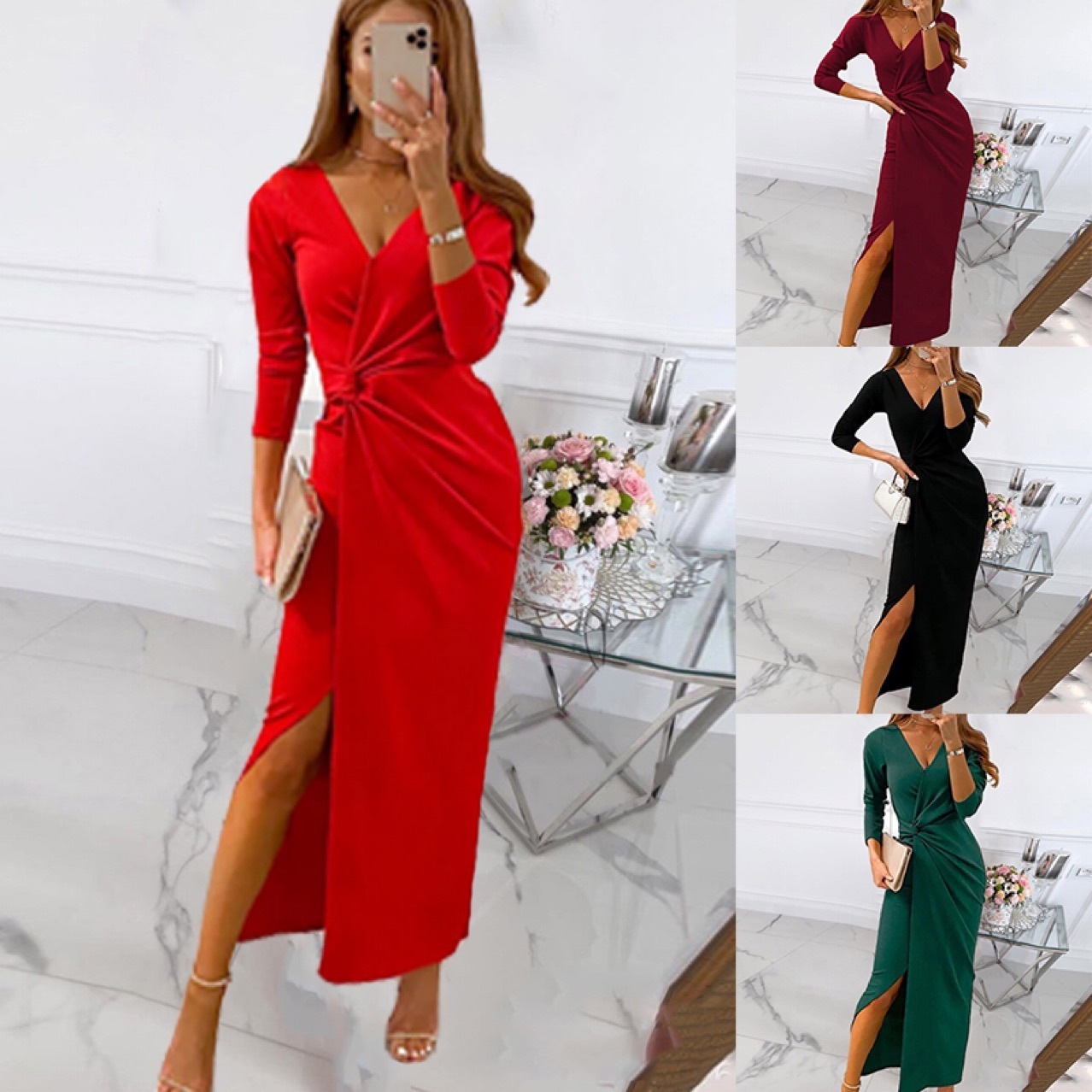 Wrap Dress Work - 2026 Spring Summer Women Dress Cotton