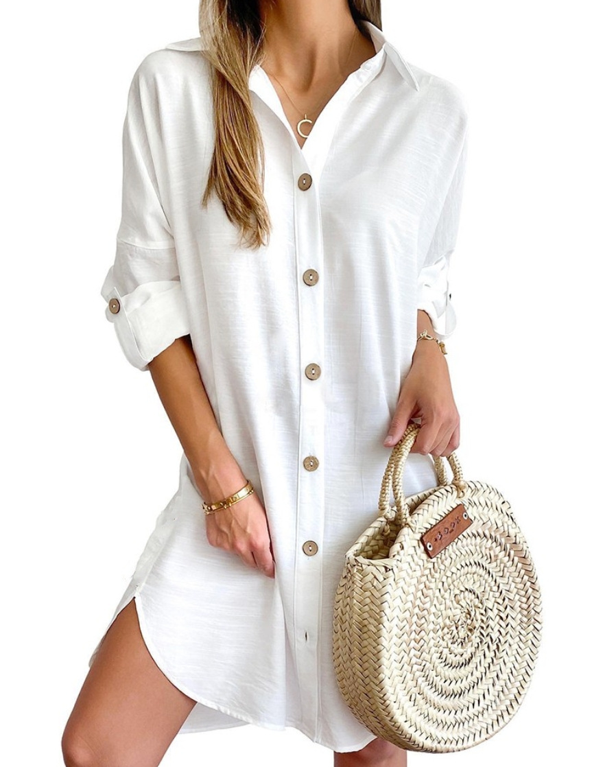 Wrap Dress Work - Women's Solid Color Dress 2024 Spring