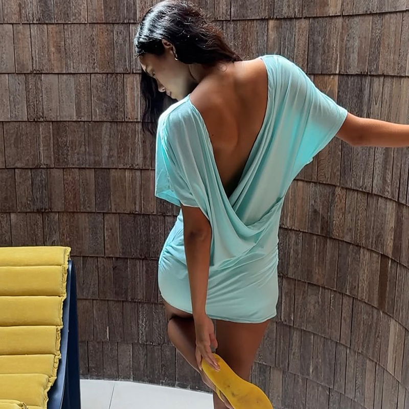 Wrap Dress Work - Deep V-neck Ruched Mini Dress Women