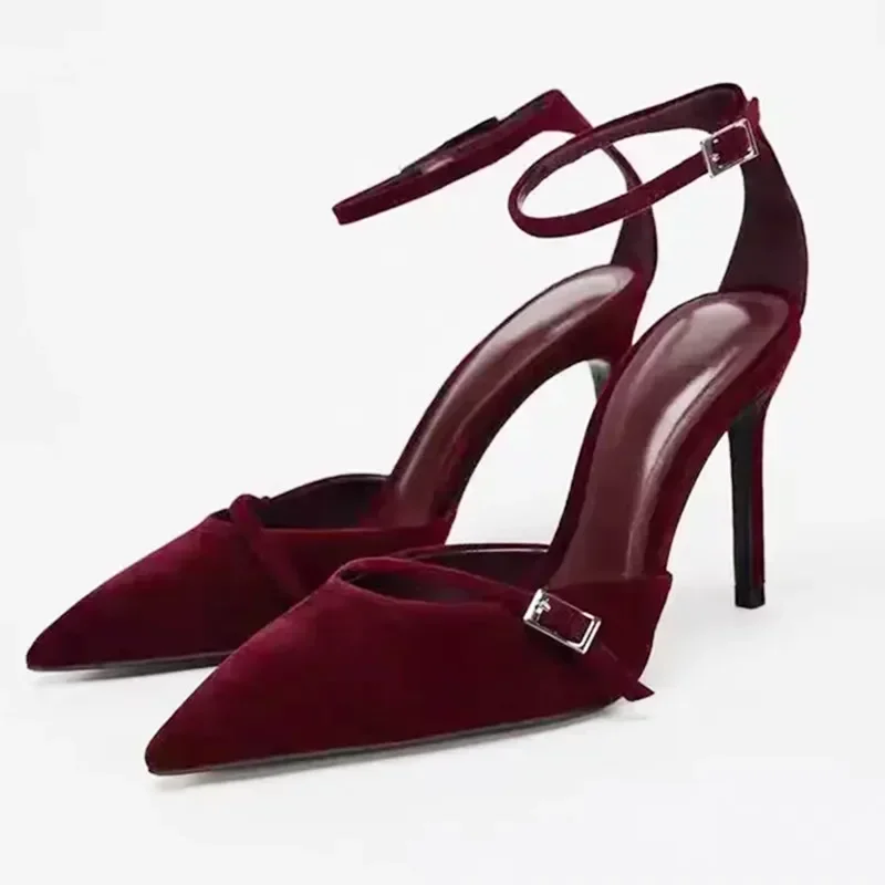 Slingback Heel Formal - Luxury Velvet Ankle Strap Women Pumps