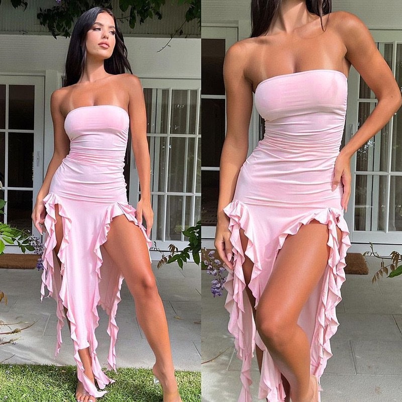 Wrap Dress Work - Classic One Shoulder Wrap Chest Dress
