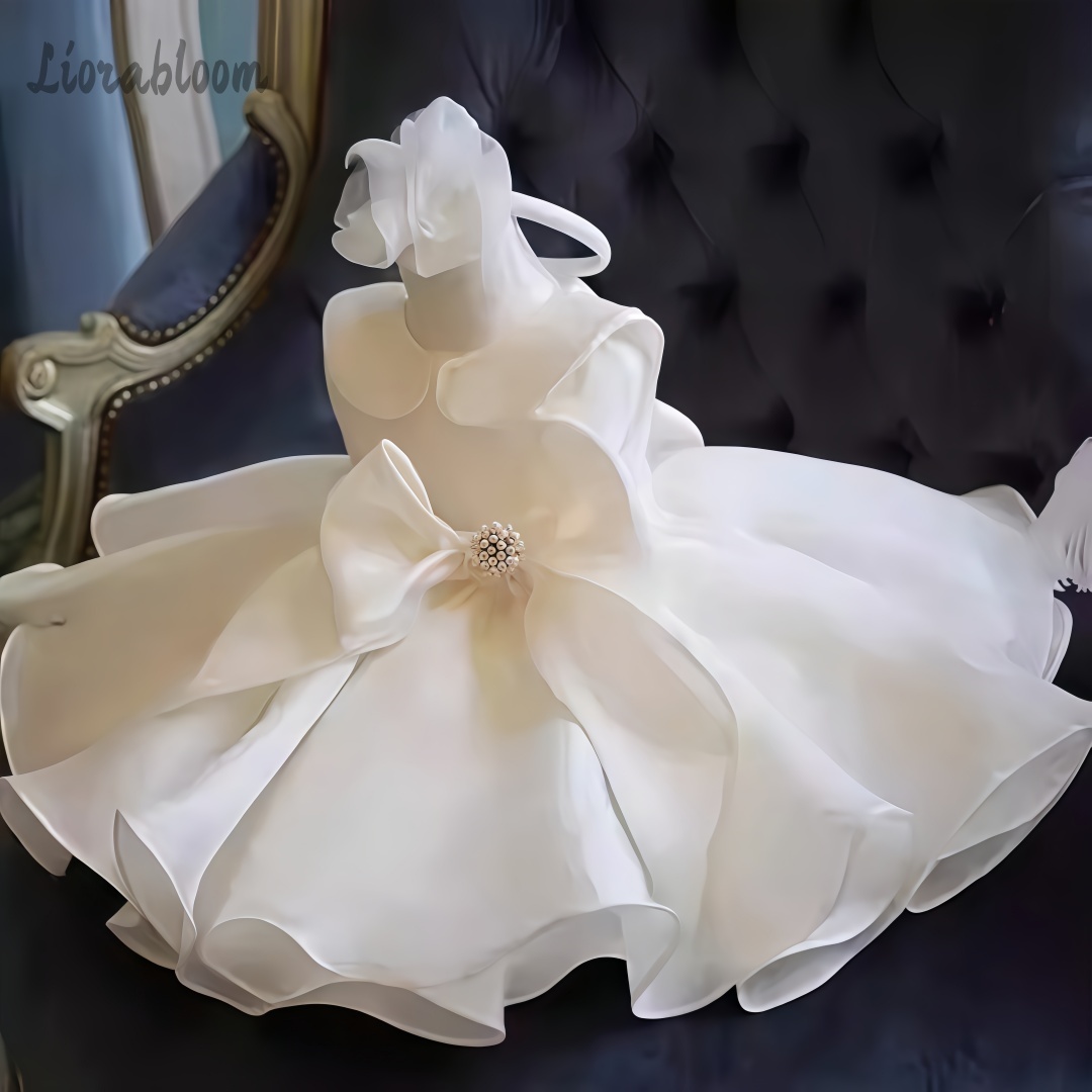 Women Formal Wear For Wedding - White Pearl Embellished Dress Wedding Flower