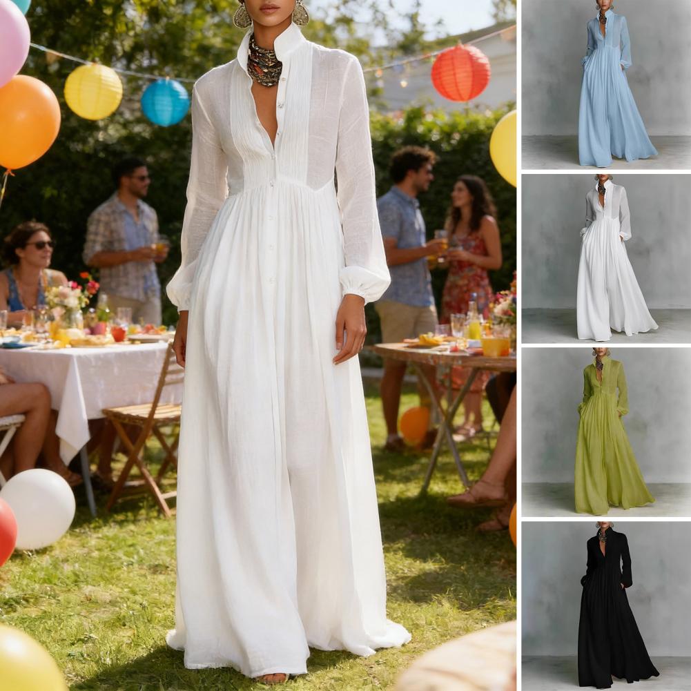 Wrap Dress Work - French Elegant High Waist Swing Long