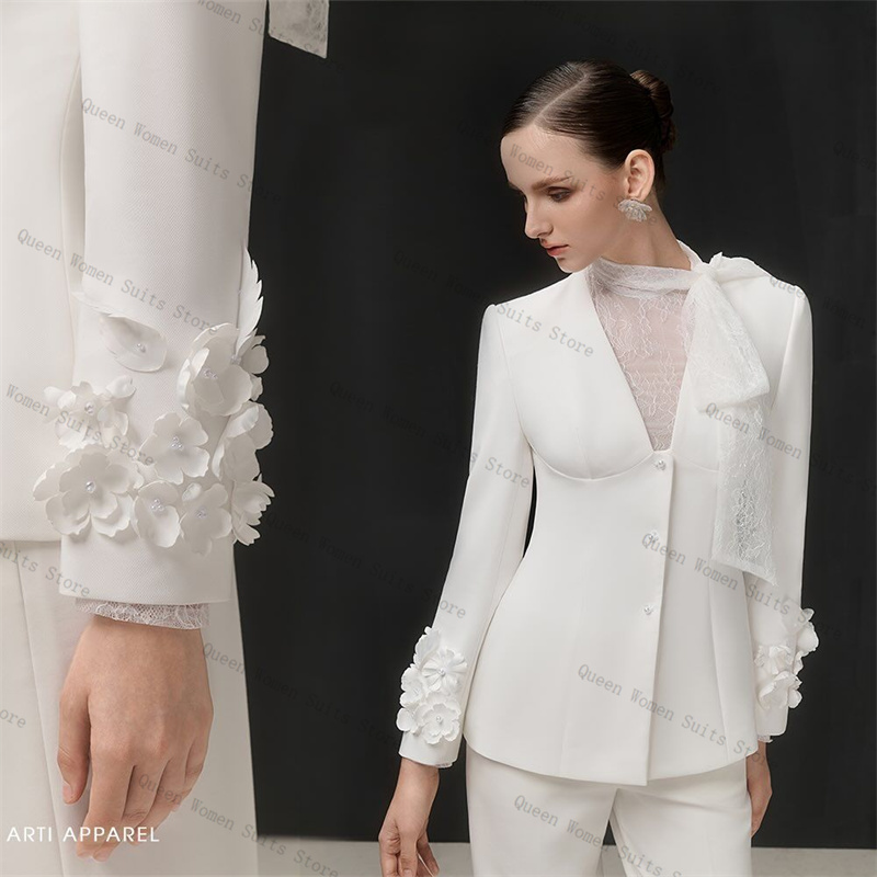 Women'S Formal Wear For A Wedding - White Women Suit Set 2 Piece