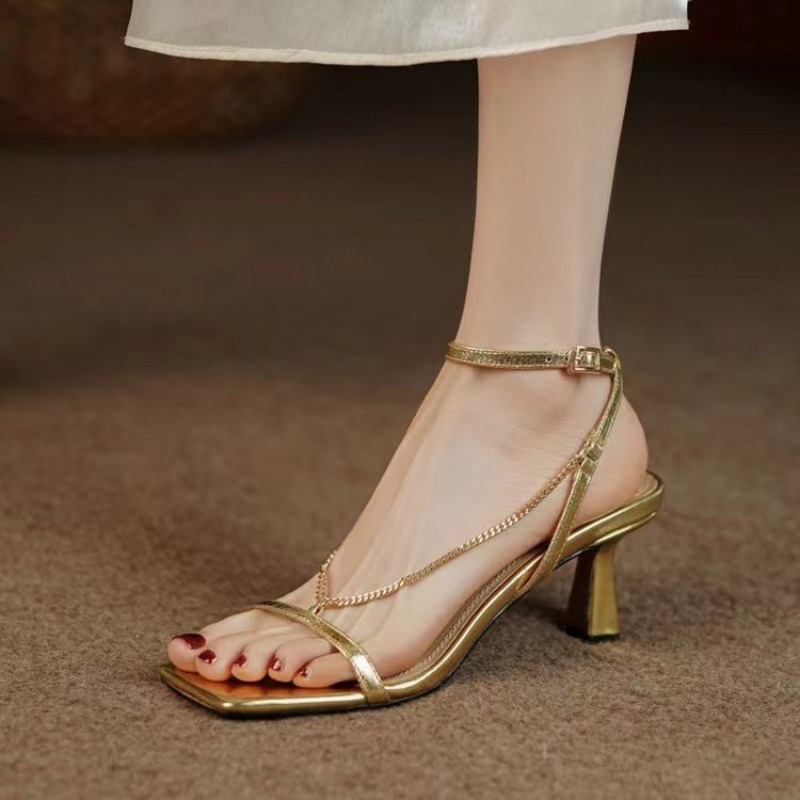 Women Chain Sandals High Heels - Women Formal Wear For Wedding ulasan dan harga