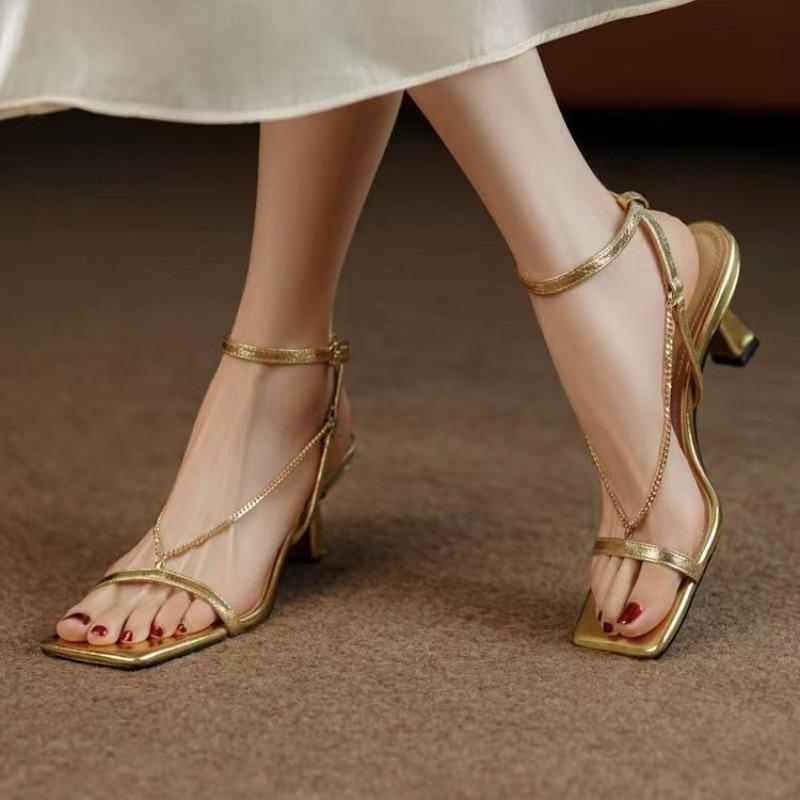 Women Chain Sandals High Heels - Women Formal Wear For Wedding ulasan dan harga