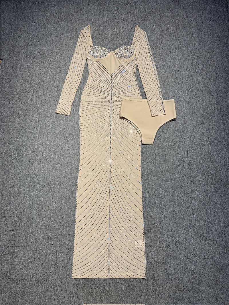 Luxury Crystals Beige Women Pr - Women'S Holiday Formal Wear ulasan dan harga