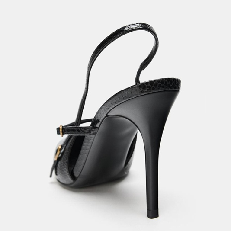 Sexy Pointed Toe Textured Leat - Slingback Heel Formal ulasan dan harga