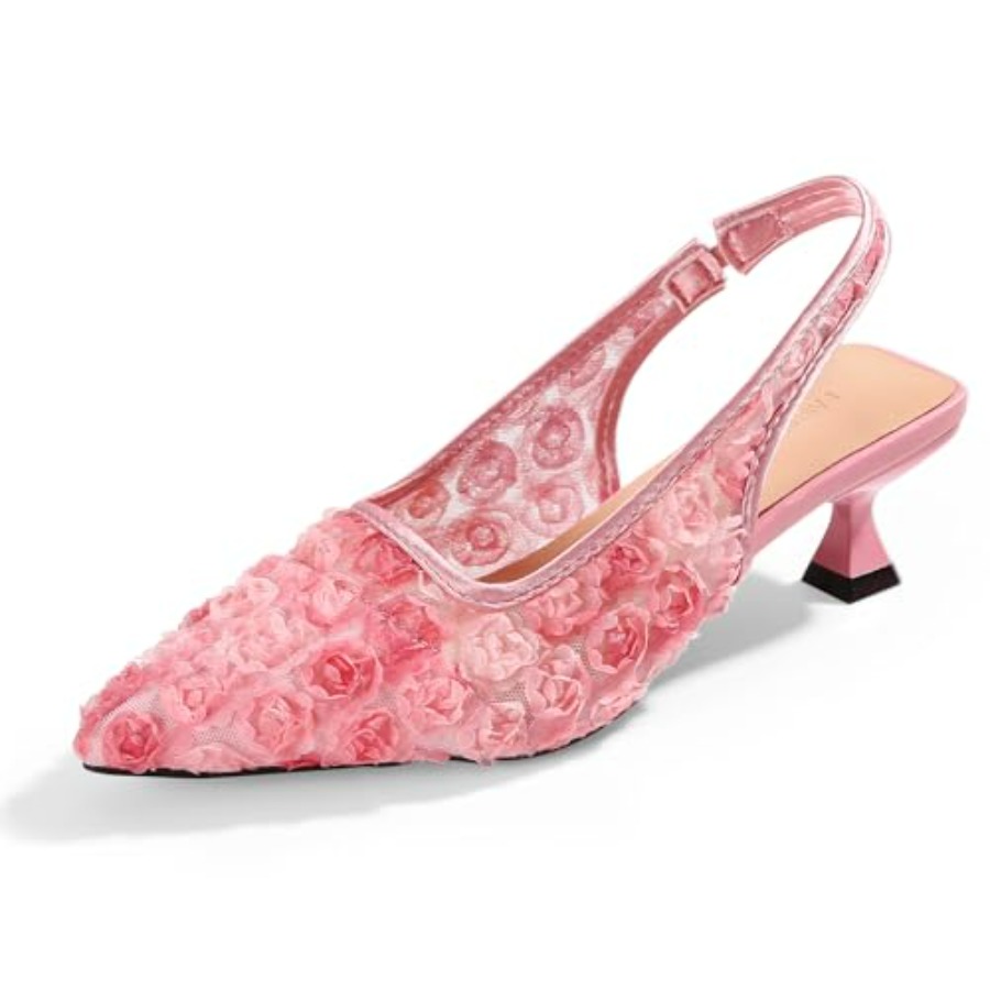Elegant Lace Kitten Heels for  - Slingback Heel Formal ulasan dan harga