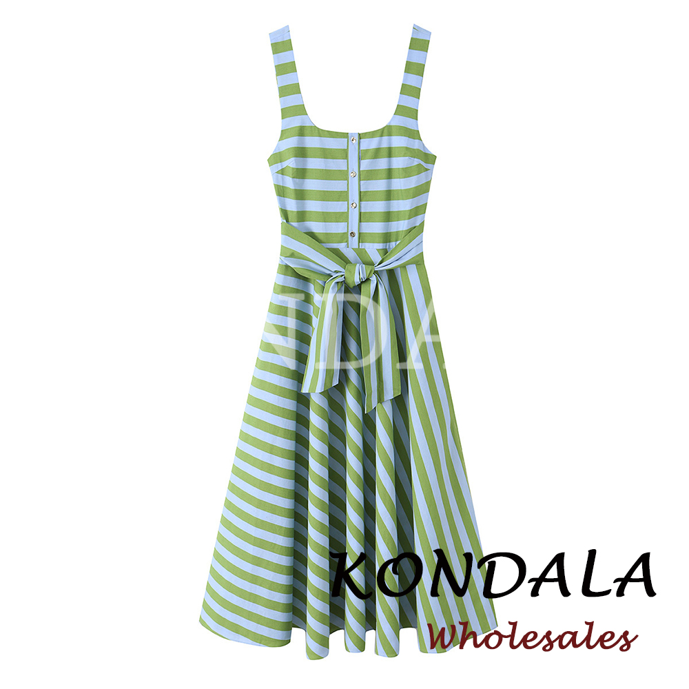 KONDALA Chic Streetwear Stripe - Women'S Green Formal Wear ulasan dan harga