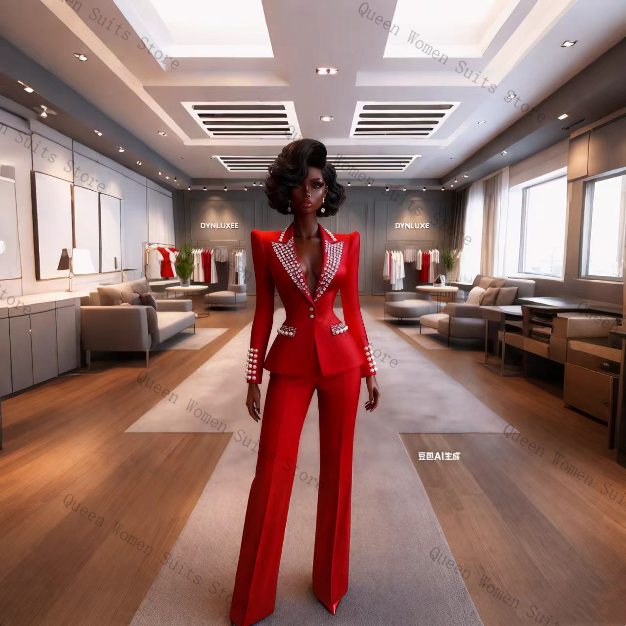 Pearls Red Women Suit Pants Se - Women'S Formal Wear For A Wedding ulasan dan harga