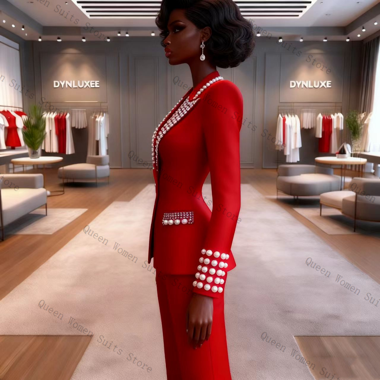 Pearls Red Women Suit Pants Se - Women'S Formal Wear For A Wedding ulasan dan harga