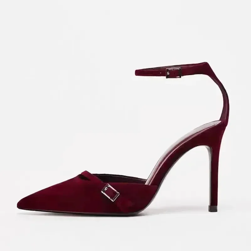 Luxury Velvet Ankle Strap Wome - Slingback Heel Formal ulasan dan harga