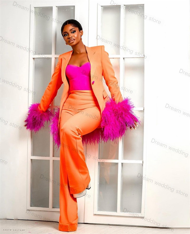 Ostrich Feather Orange Women S - Women'S Formal Wear For A Wedding ulasan dan harga