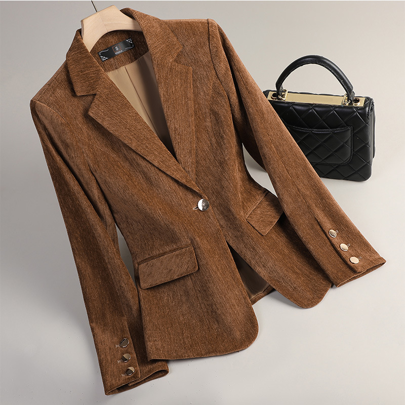 Yellow Gold Velvet Blazer Wome - Women'S Formal Wear Suits ulasan dan harga