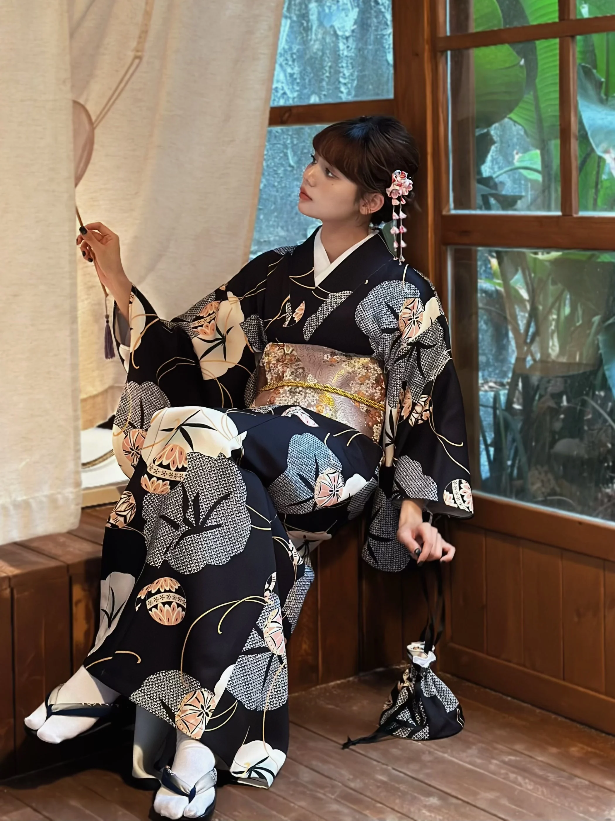 Women Japanese Kimono Black Co - Women'S Formal Traditional Wear ulasan dan harga