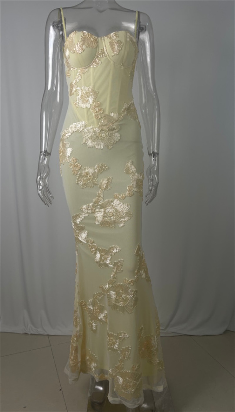 Yellow Embroidery Women Prom D - Women'S Holiday Formal Wear ulasan dan harga