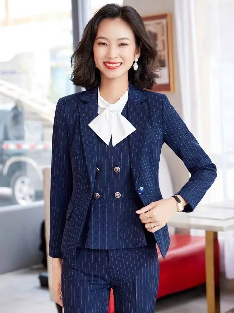Fashion Striped Formal Busines - Women Formal Wear Interview ulasan dan harga
