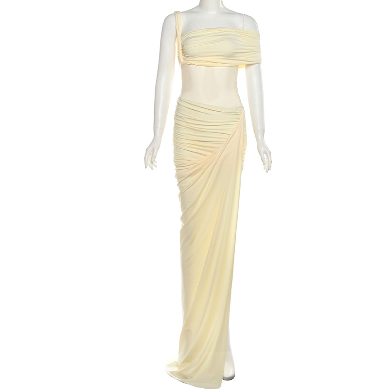 Yellow Women Prom Dress 2 Pcs  - Women'S Holiday Formal Wear ulasan dan harga