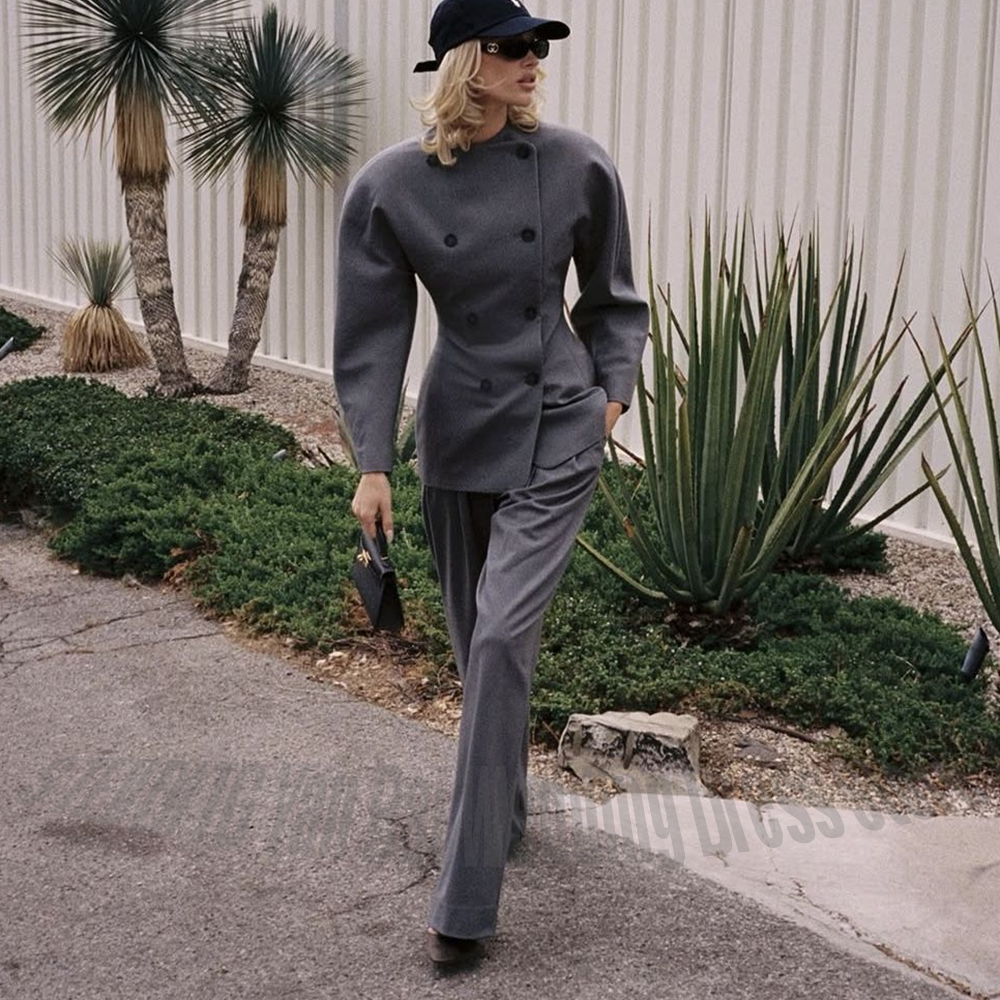 Classic Grey Women's Suit Set  - Women'S Formal Wear Pants Suit ulasan dan harga