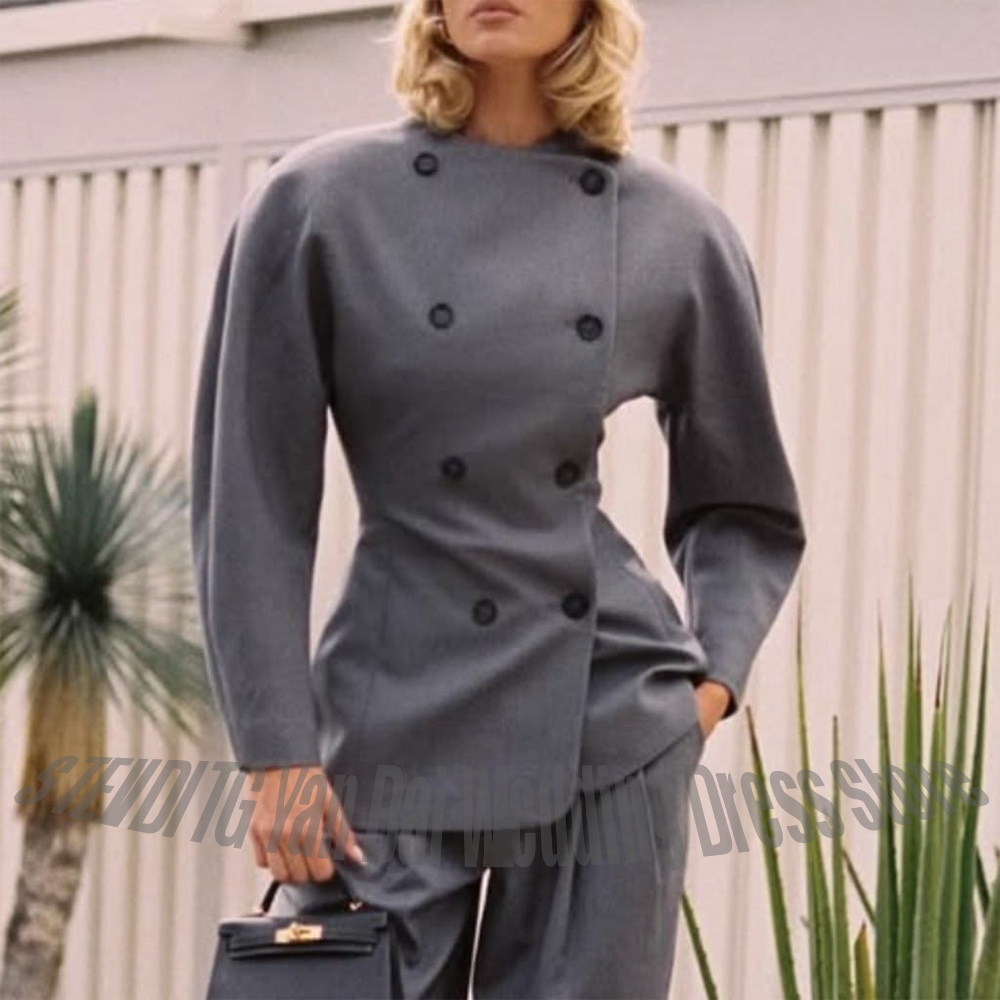 Classic Grey Women's Suit Set  - Women'S Formal Wear Pants Suit ulasan dan harga