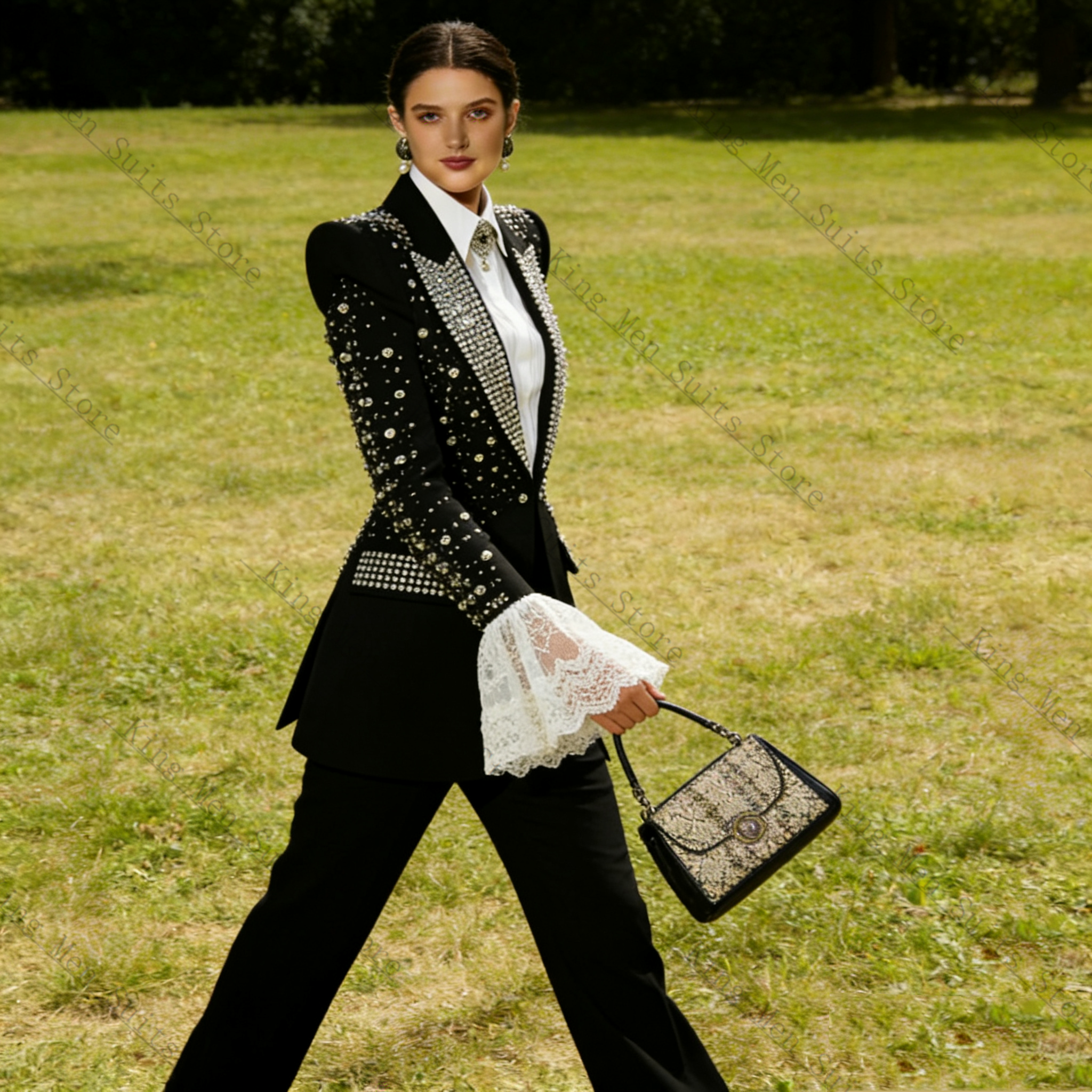 Crystals Black Women Suit Set  - Women Luxury Formal Wear ulasan dan harga