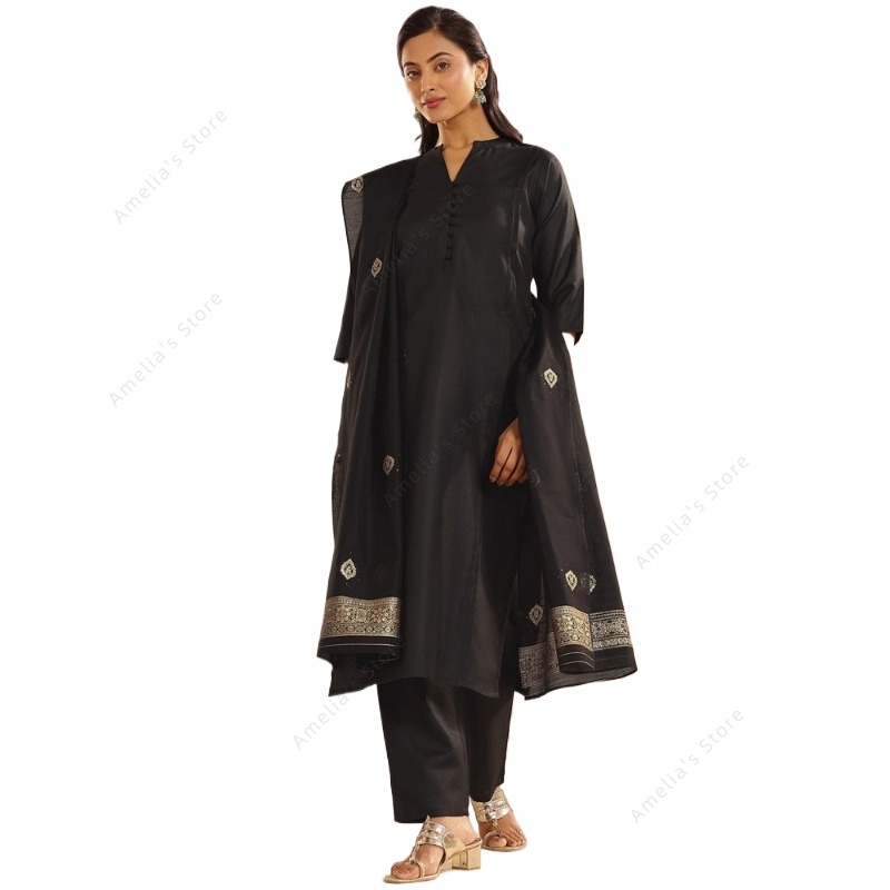 Women's Black Jacquard Kurta P - Women'S Formal Traditional Wear ulasan dan harga