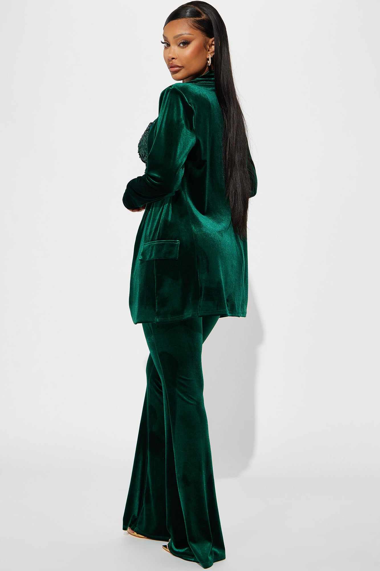 Green Velvet Women Pants Suits - Women'S Green Formal Wear ulasan dan harga