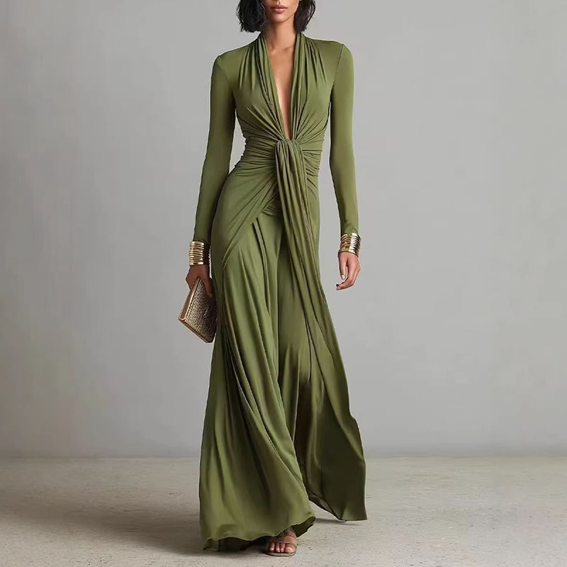 Women's Elegant Deep V Neck Ma - Wrap Dress Work ulasan dan harga