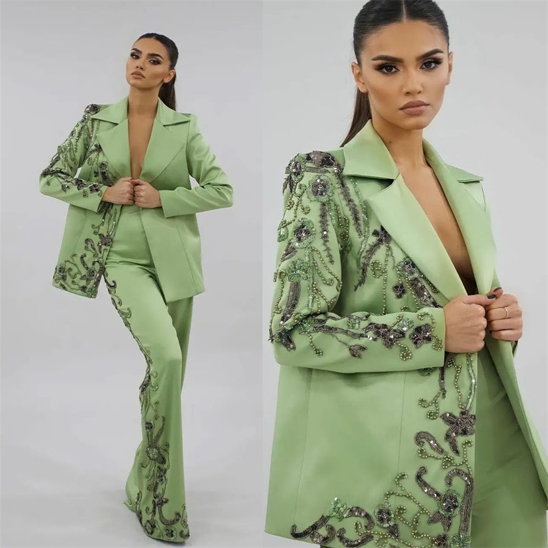 Designer Green Satin Women Sui - Women Luxury Formal Wear ulasan dan harga