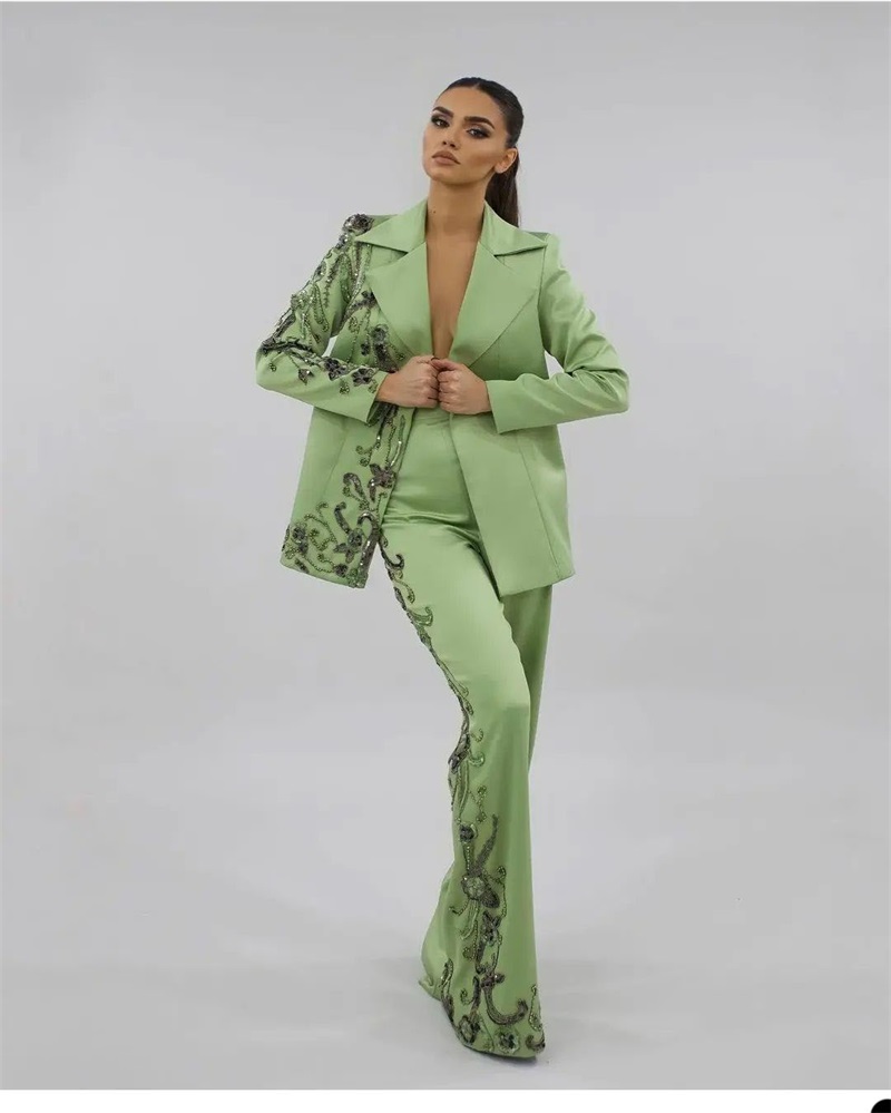 Designer Green Satin Women Sui - Women Luxury Formal Wear ulasan dan harga