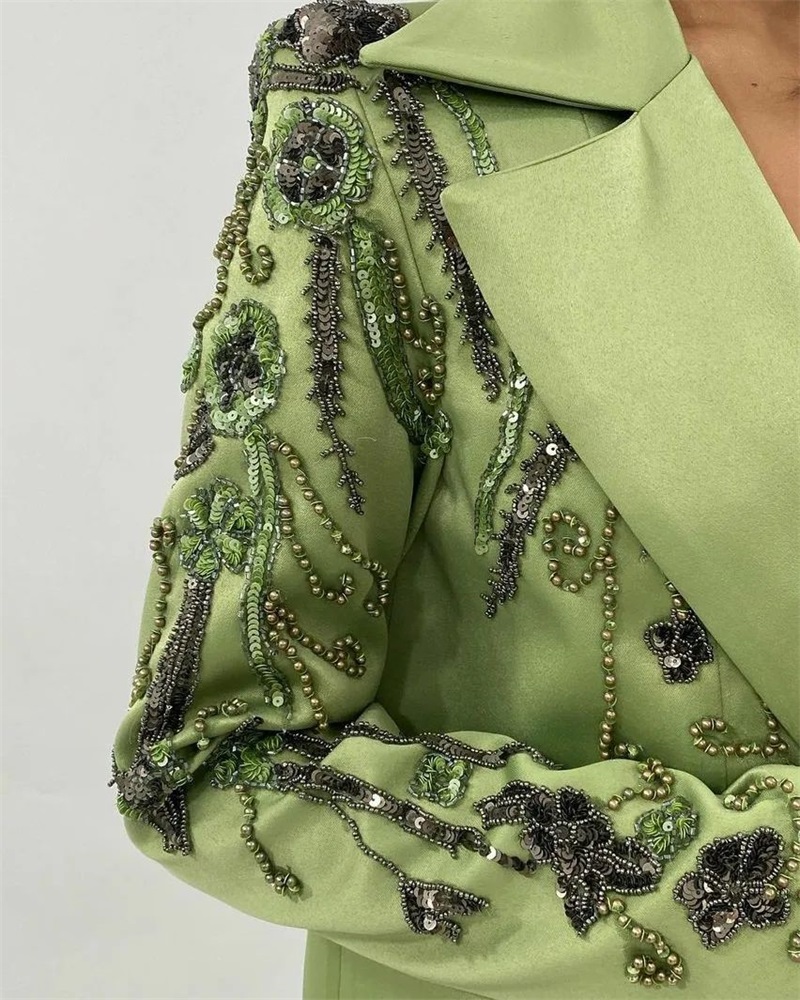 Designer Green Satin Women Sui - Women Luxury Formal Wear ulasan dan harga