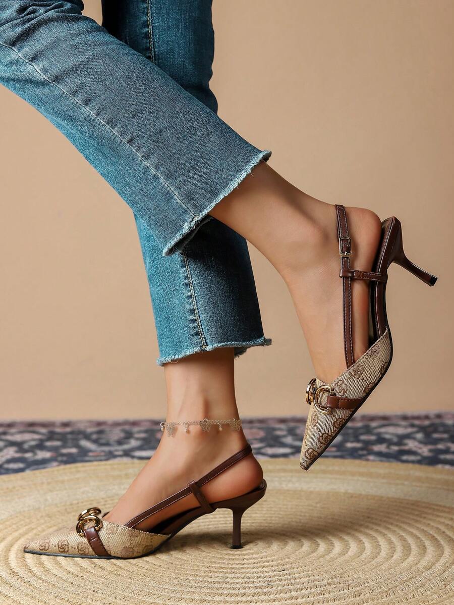 Women's Vintage Floral Embroid - Slingback Heel Formal ulasan dan harga