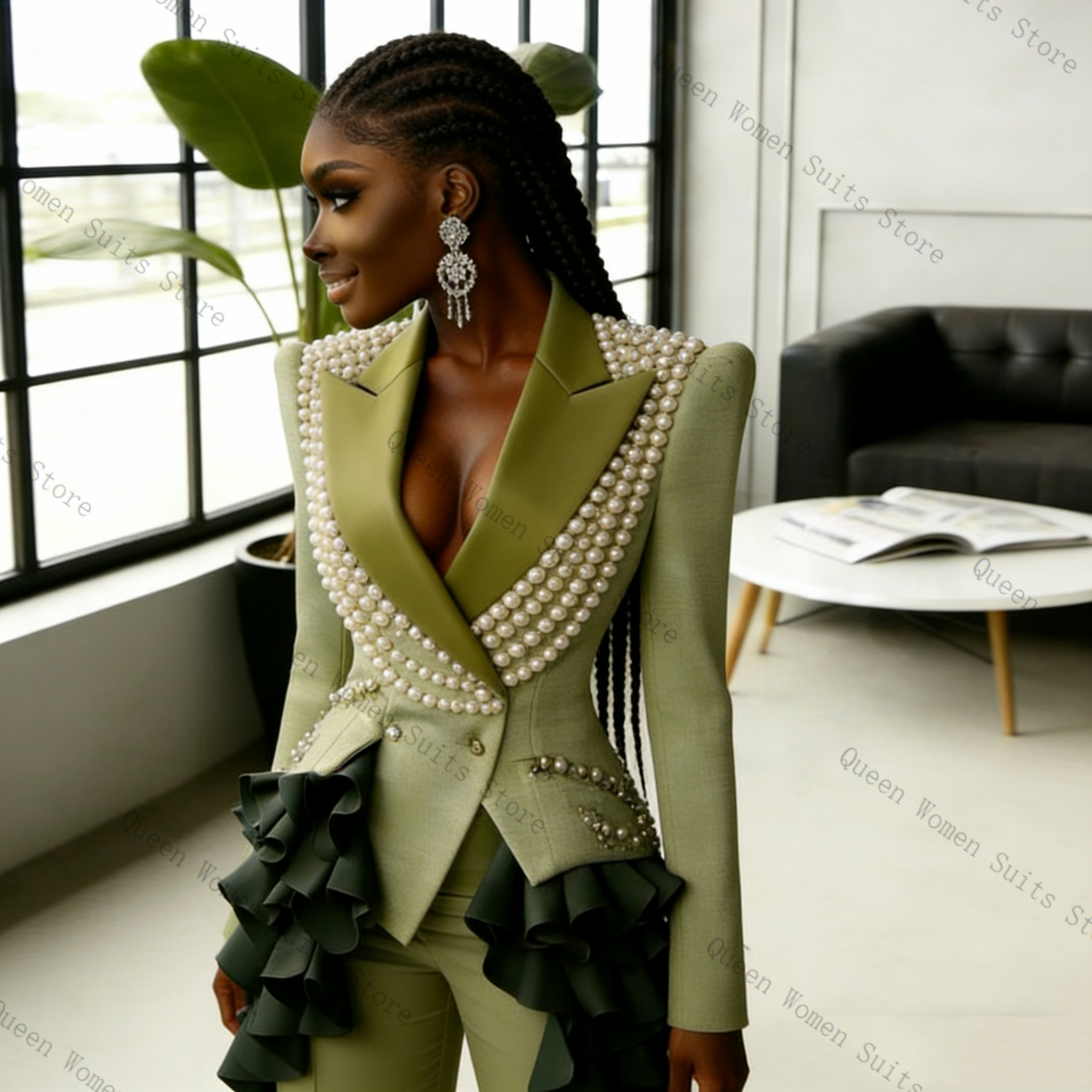 Luxury Pearls Women Suit Pants - Women Luxury Formal Wear ulasan dan harga