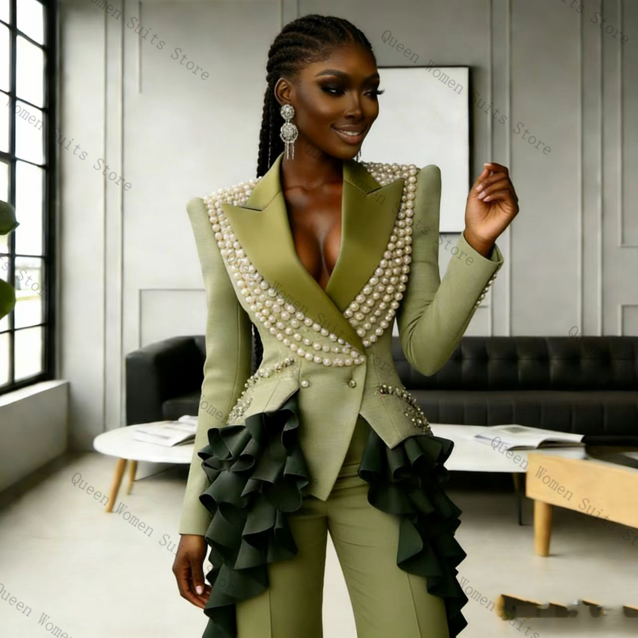 Luxury Pearls Women Suit Pants - Women Luxury Formal Wear ulasan dan harga