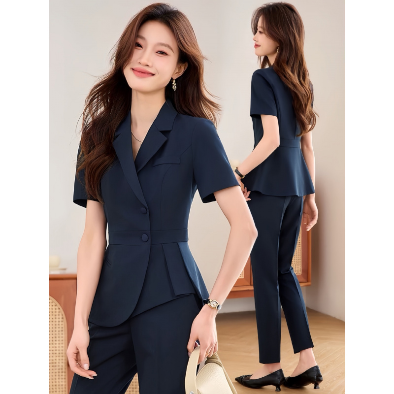 Navy blue women's thin profess - Women'S Formal Wear Pants Suit ulasan dan harga