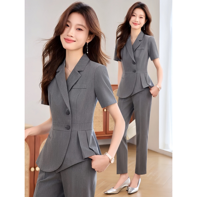 Navy blue women's thin profess - Women'S Formal Wear Pants Suit ulasan dan harga